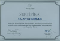Dr. Zeynep Kirker Medical Esthetic Policlinic Filling Appliance Certificate