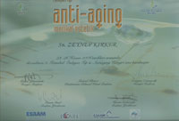 Dr. Zeynep Kirker Medical Esthetic Policlinic Anti Aging Certificate