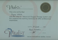 Dr. Zeynep Kirker Medical Esthetic Policlinic Oxygen Therapy Application Certificate
